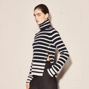 ZARA SRPLS 05 NAVY BLUE SWEATER WITH SIDE BUTTONS